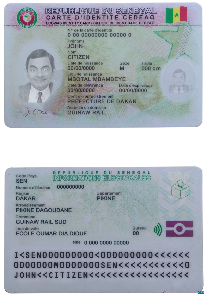 Download Senegal ID Photoshop template